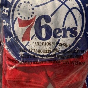 76ers fisll red distressed cropped long sleeve